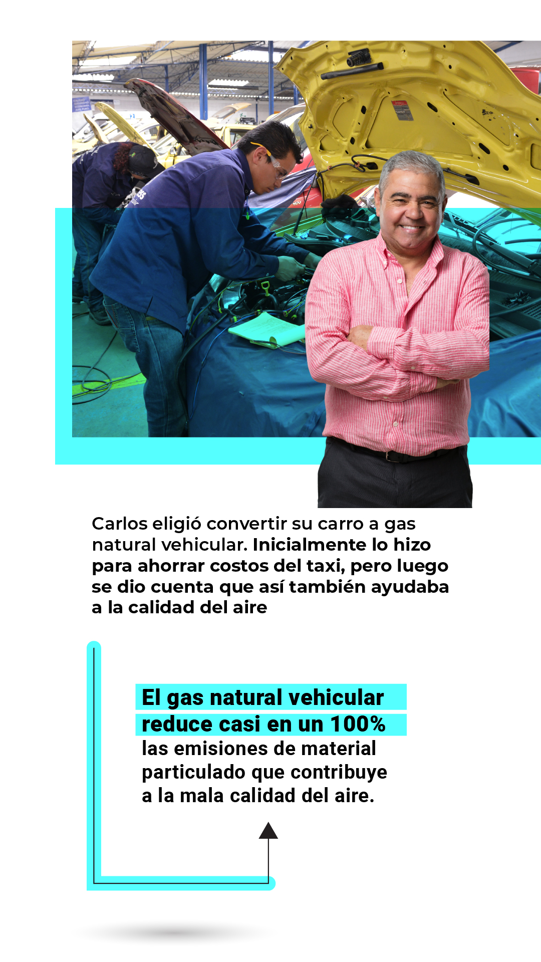 Carlos eligió convertir su carro a gas natural vehicular